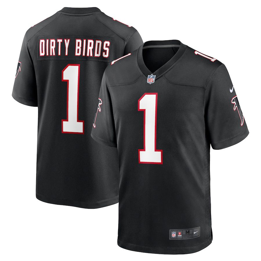 Men Atlanta Falcons #1 Dirty Birds Nike Black Throwback Game NFL Jersey